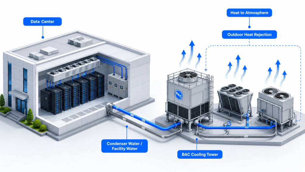 data center heat rejection illustration Data center heat rejection illustration